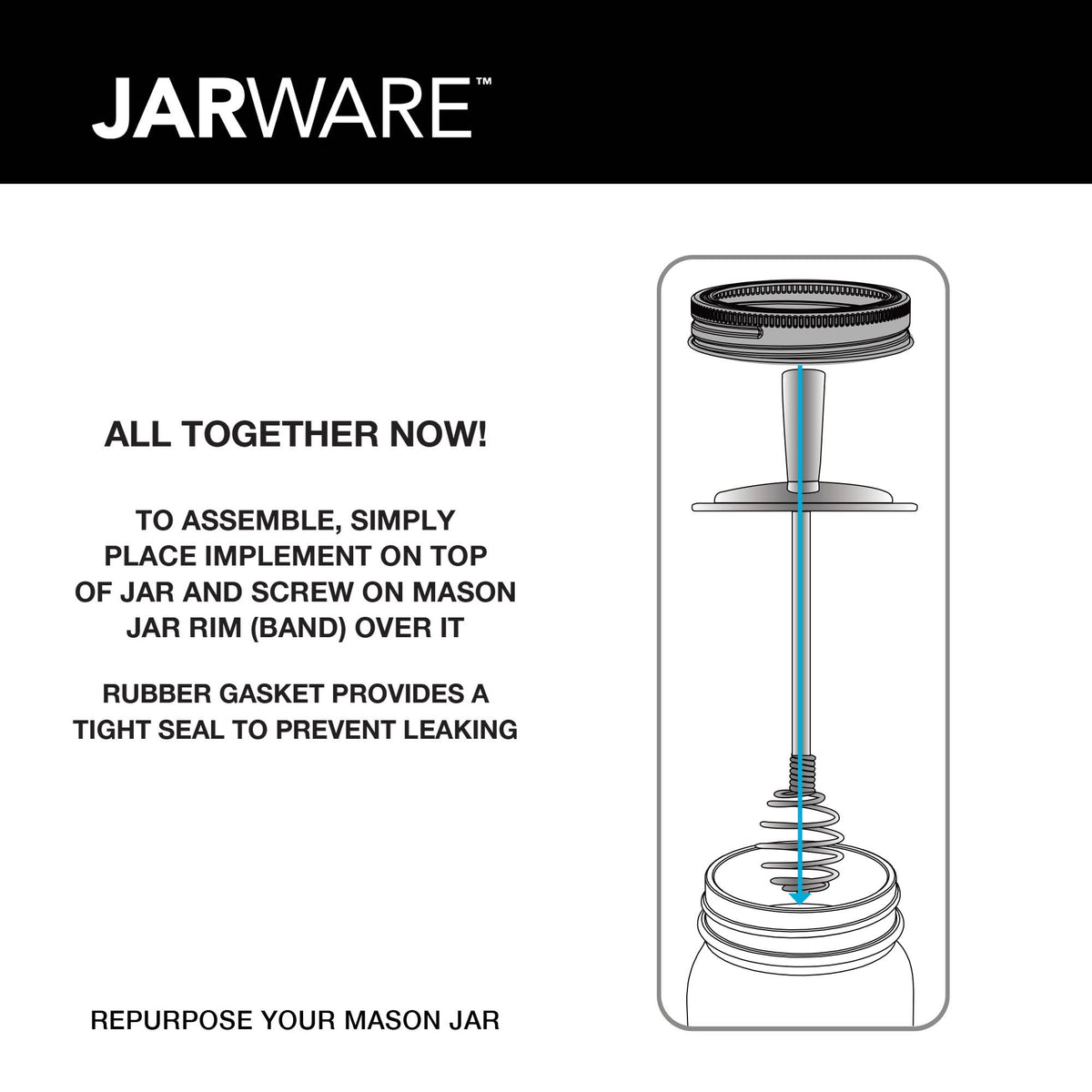 Jarware Mason Jar and Honey Dipper Lid