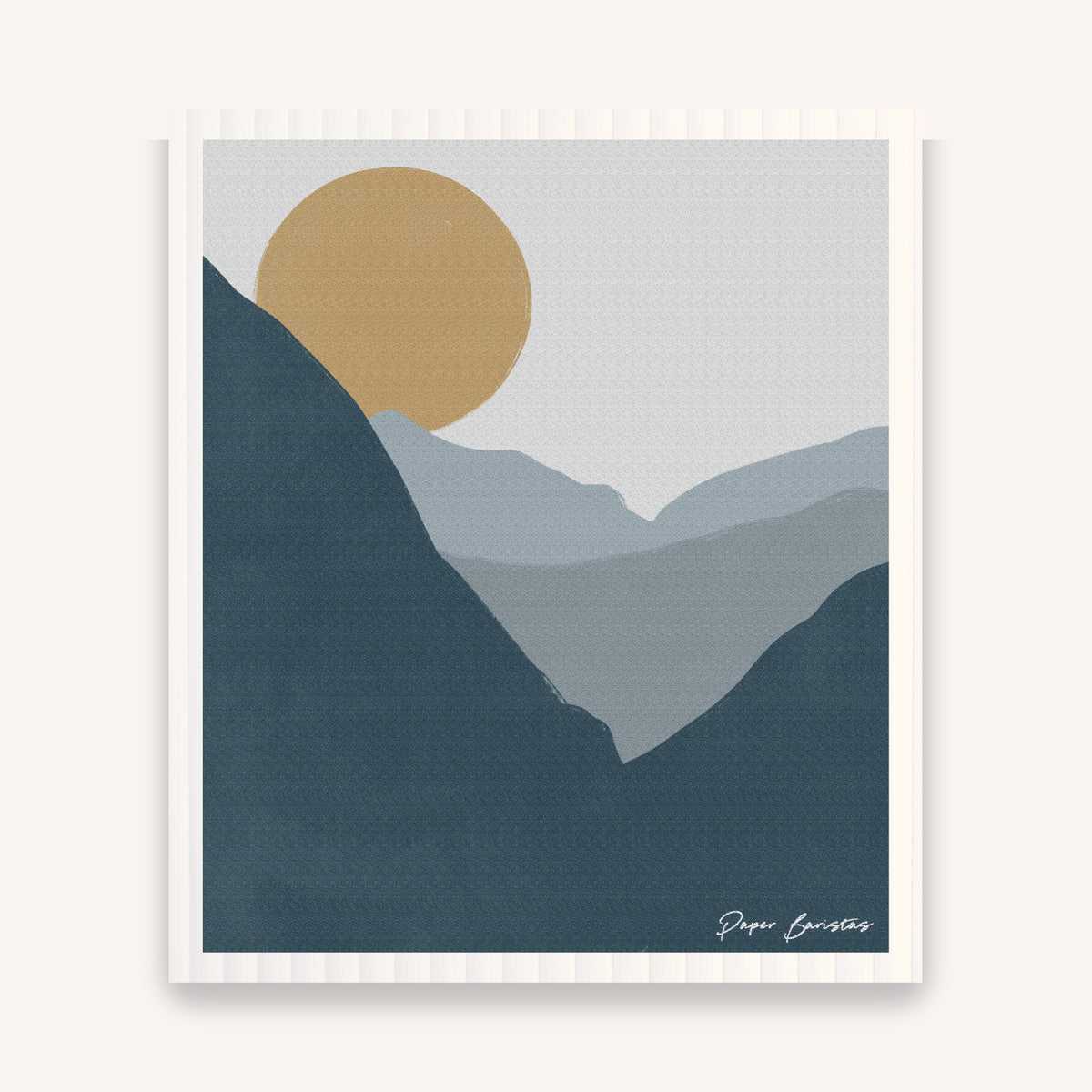 Paper Baristas Set of 3 Swedish Dishcloths: National Parks Combo - blue gray mountain sunset pattern on cloth; biodegradable