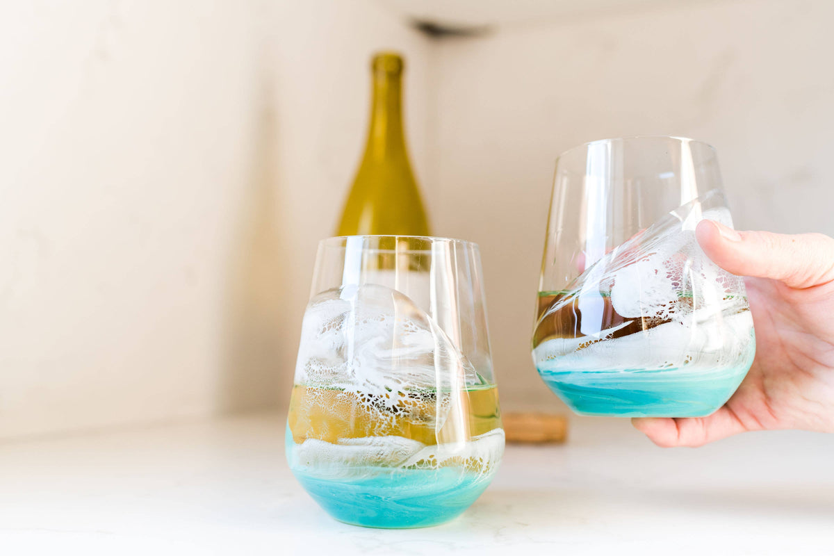 Resin Accented Wine Glasses