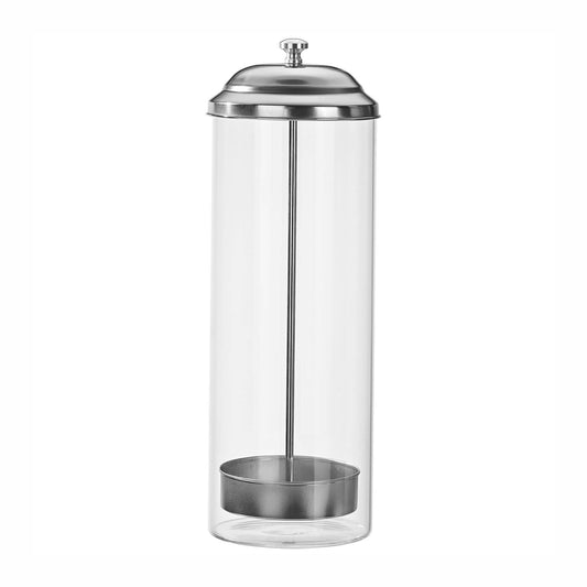 Fox Run Brands – Glass Straw Holder with Stainless Steel Lid & Lifter, isolated product on a plain background