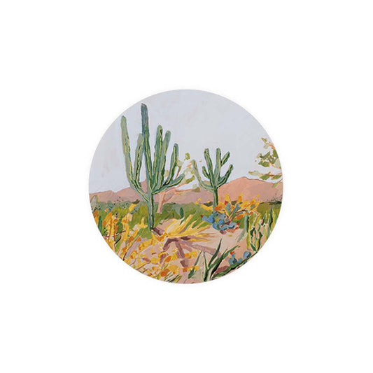 Seedlings Cactus Coaster - round cactus desert landscape coaster