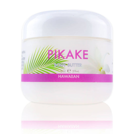 Maui Soap Co. Pikake Body Butter with Aloe, Mac. Nut & Coconut Oil 2 - white pikake body butter tub with pink and green label