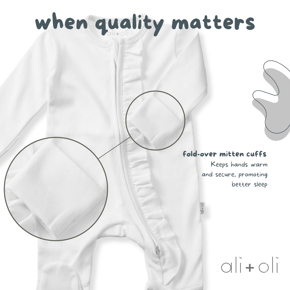 Baby Ruffle Footie 2-Way Zipper – Organic Cotton Lounge Wear