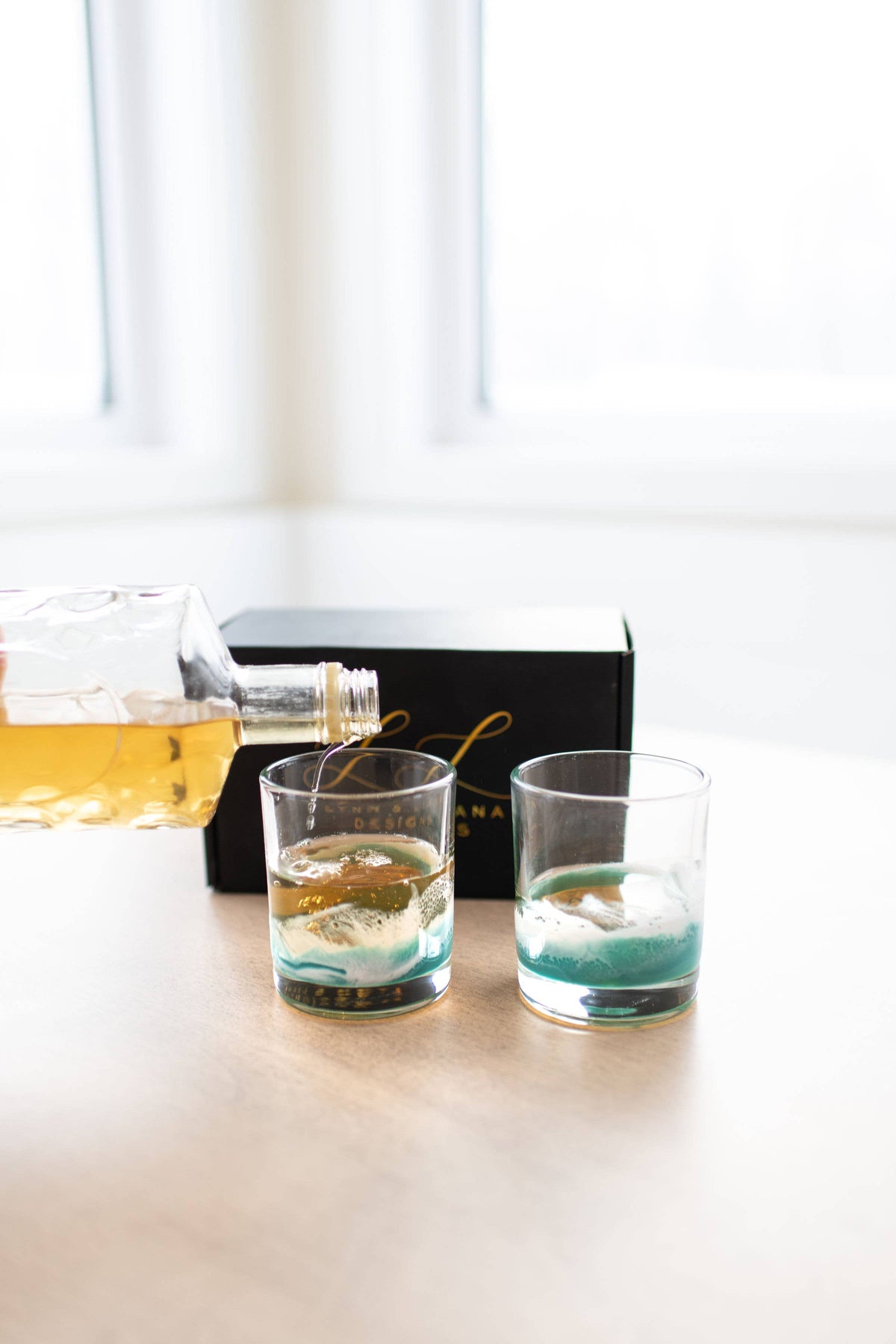 Resin Accented Whisky Glasses