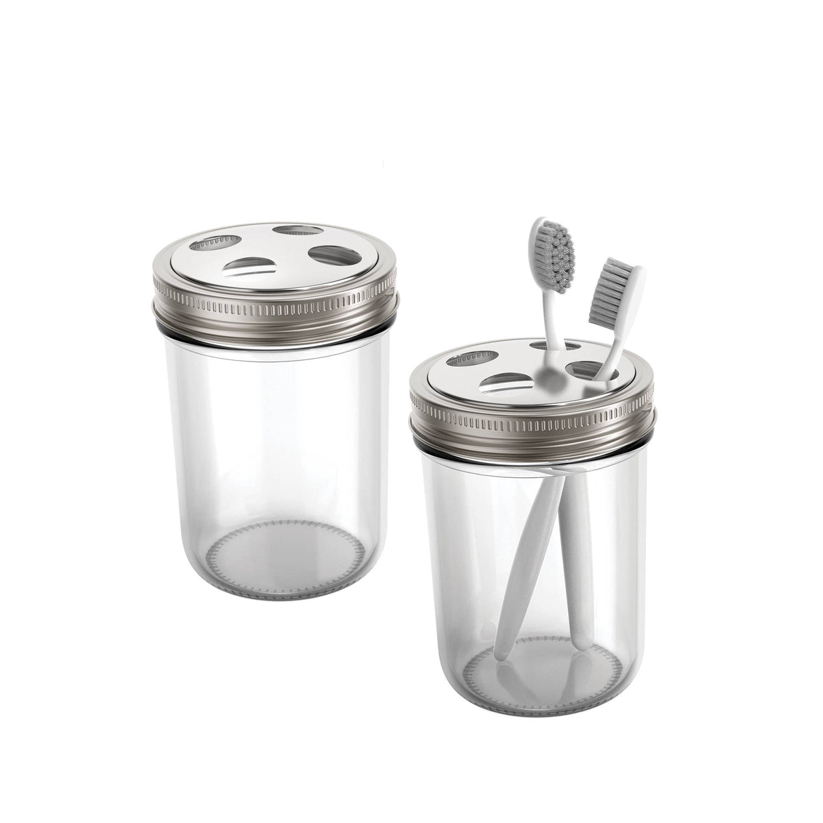 Jarware Toothbrush Holder Lids For Wide Mouth Mason Jars