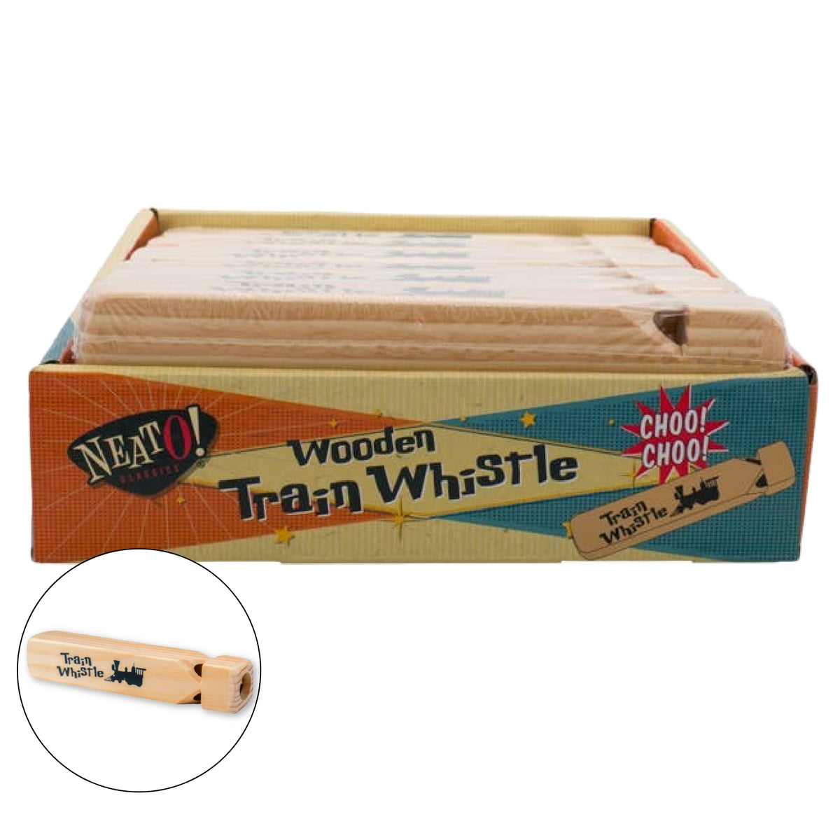 Neato! 7.5" Classic Wooden Train Whistle- Retro Classic