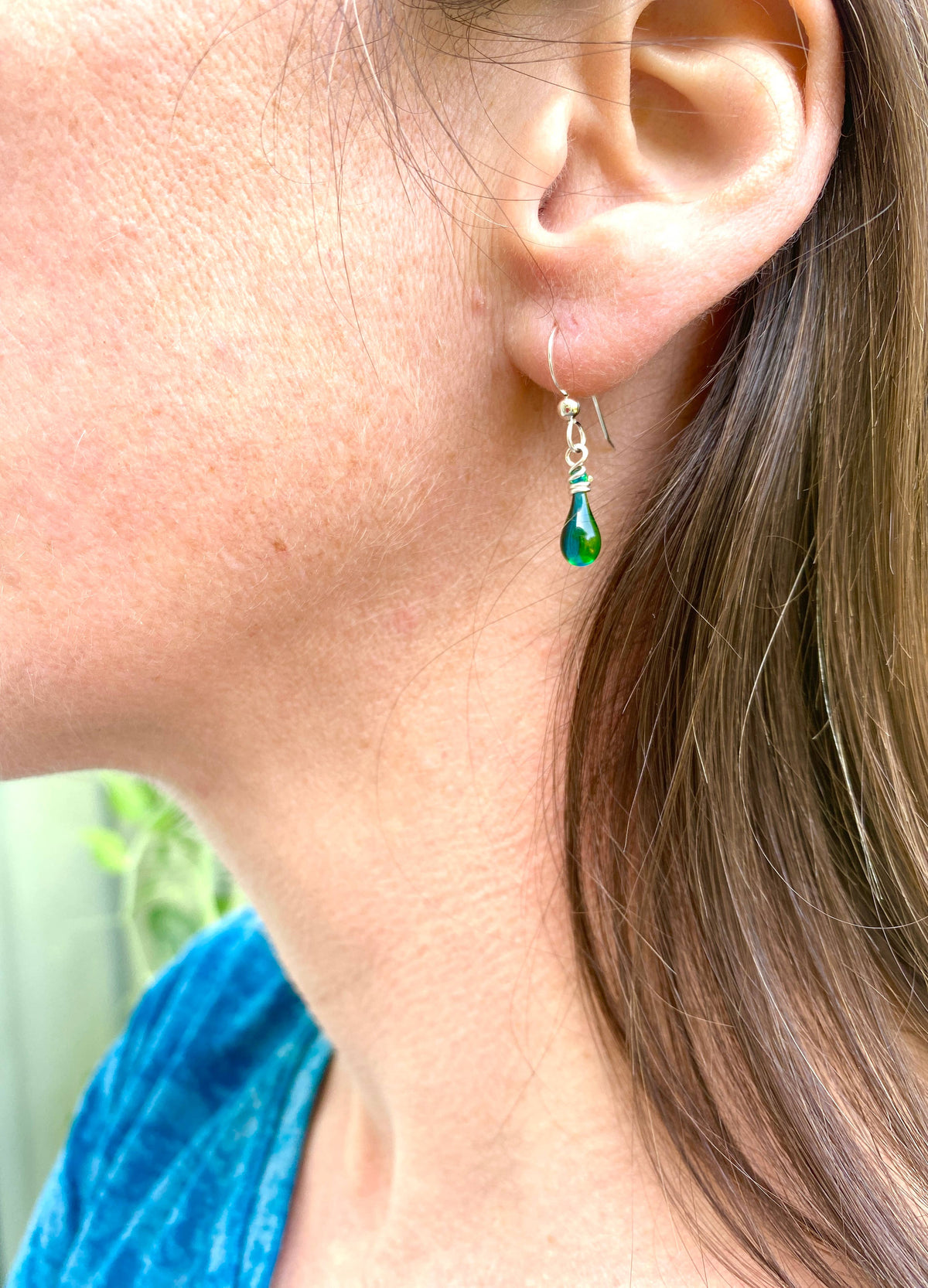 Demi Glass Teardrop Earrings, Tiny and Colorful