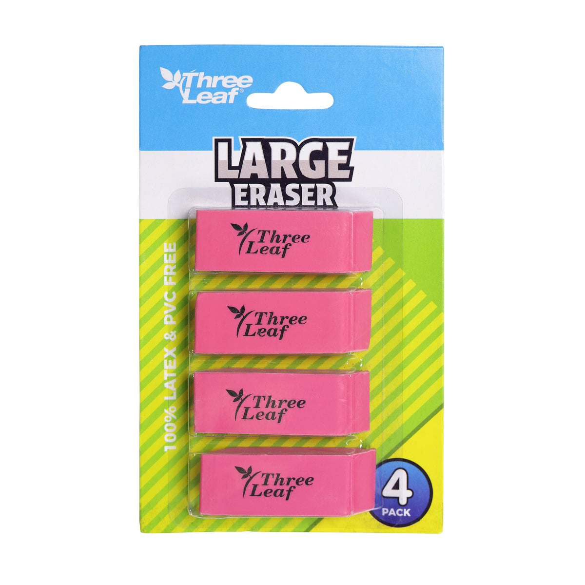 Pink Bevel Eraser - 4 Pack