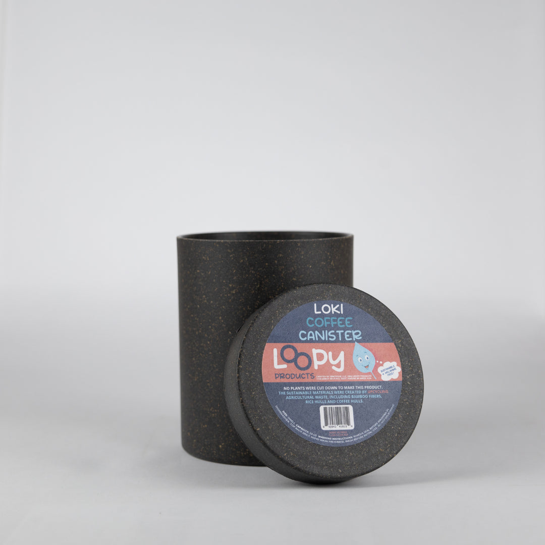 Sustainable Bamboo Small Coffee Canister Carbon Color 24 Oz