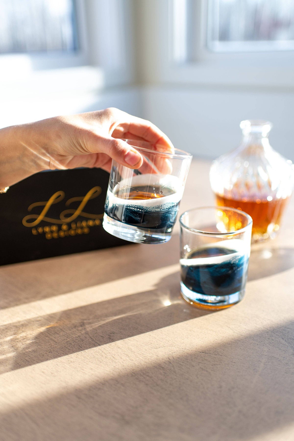 Resin Accented Whisky Glasses