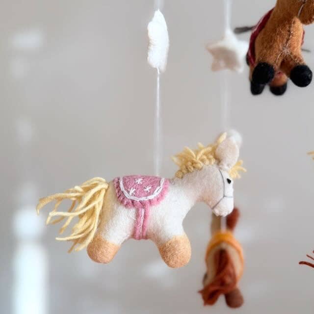 Ganapati Felt Baby Mobile - Cute Pony: baby mobile showing circular top support