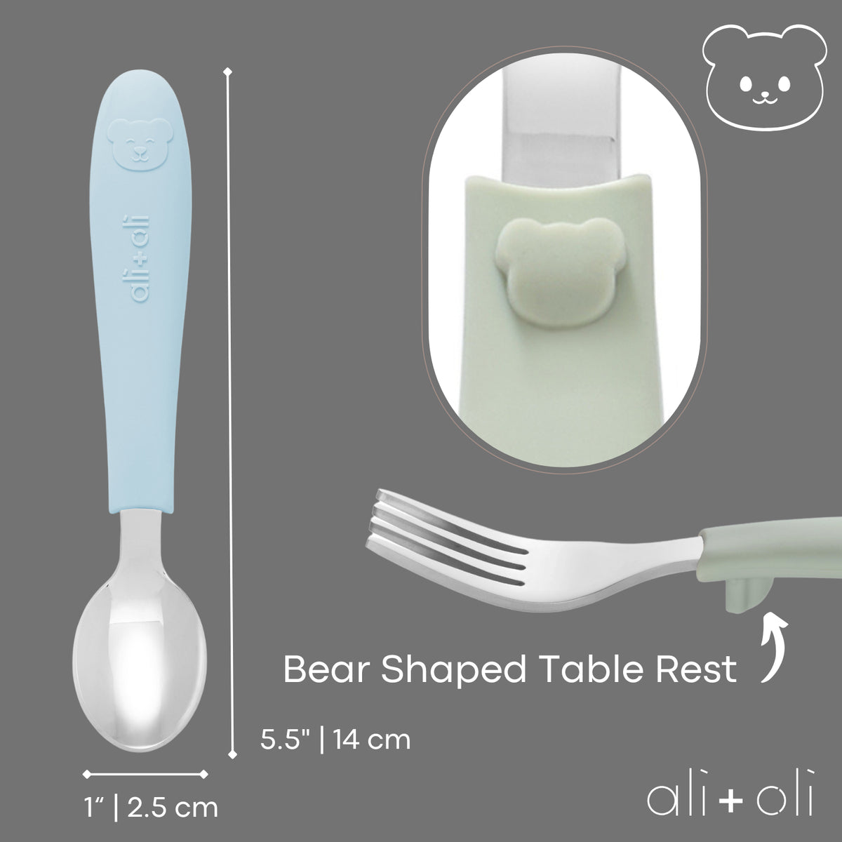 (6pc) Toddler Utensils Set - Stainless Steel (Bears)