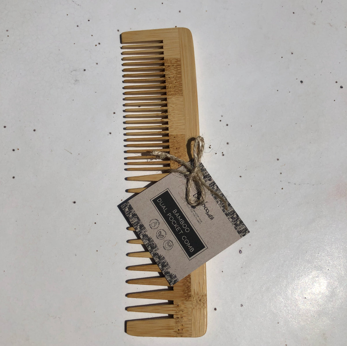 Bamboo Switch Bamboo Dual Comb - bamboo comb with paper hangtag