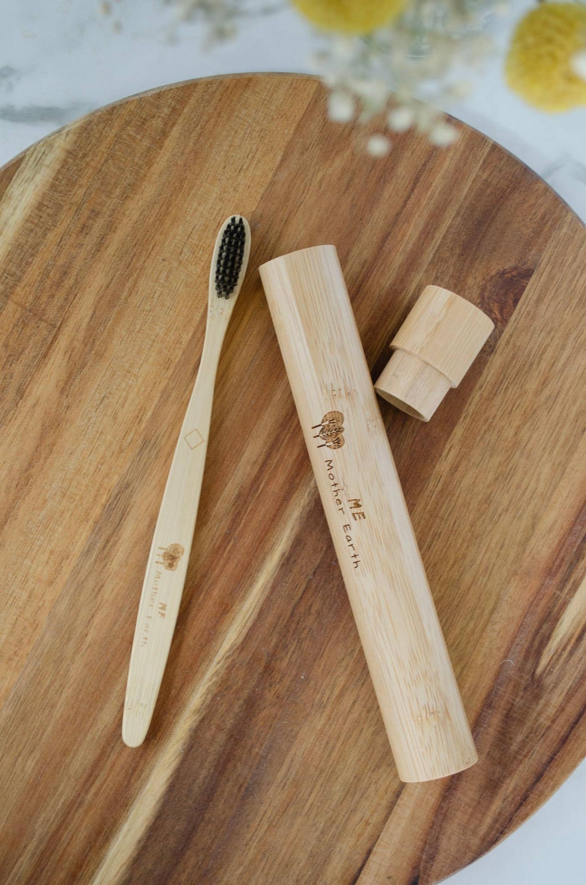Bamboo Toothbrush Travel Case + Toothbrush Set