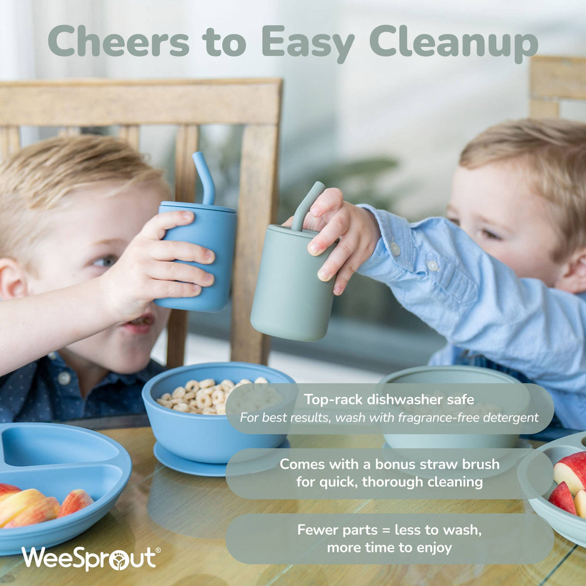 Silicone Toddler Straw Cups – 4 oz, Set of 2
