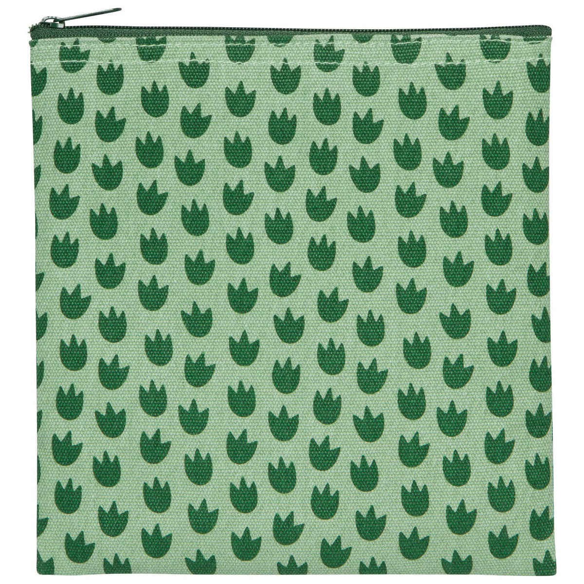 Danica Jubilee reusable dinosaur print snack bags, close-up of green dinosaur pattern snack bag