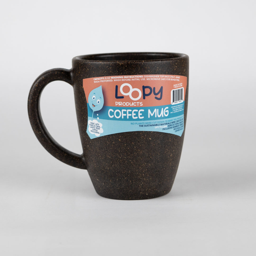 Loopy Products 8 Oz Coffee Mug Made With Upcycled Coffee Hulls: close view of surface and edge details