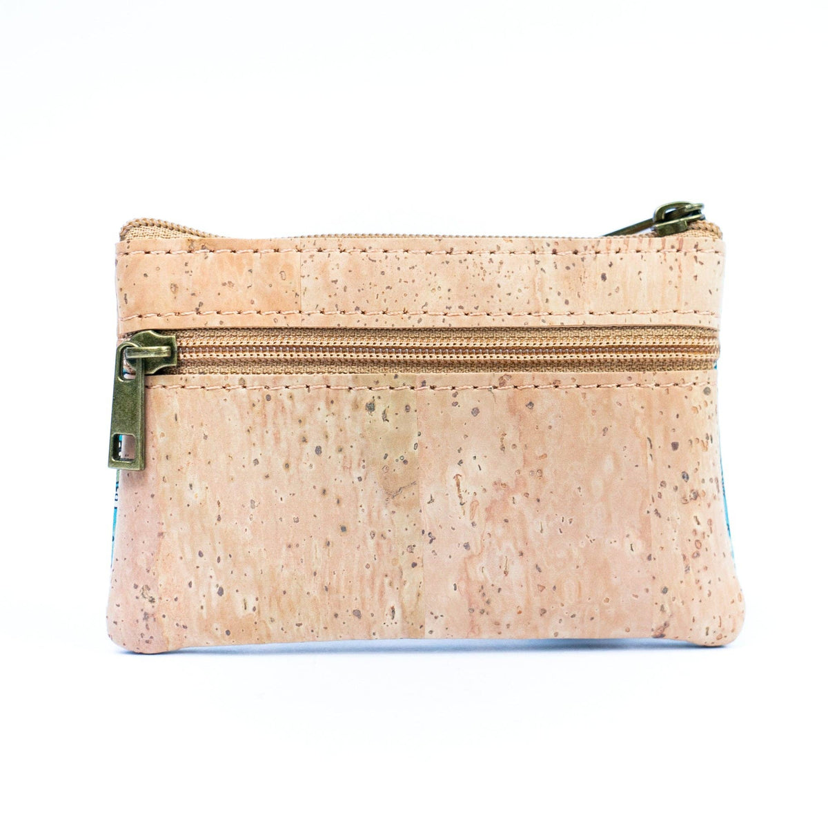 Printed Cork Mini Wallet with Dual Zippers BAG-2316