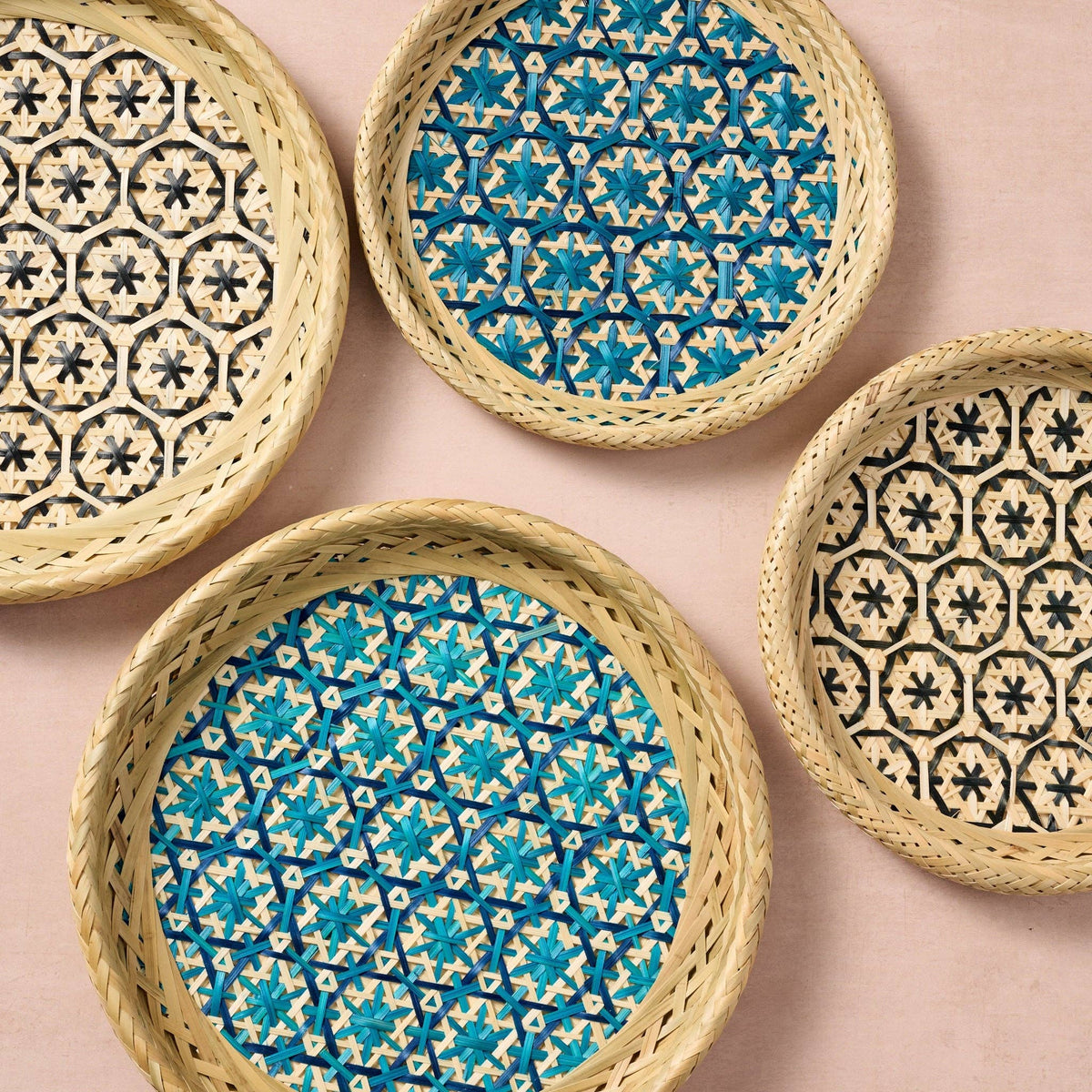 Phu An Bamboo Basket with Blue - 10.5