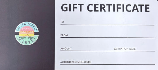 Sustainable Market Sustainable Market gift certificate, printed gift card certificate with Sustainable Market logo