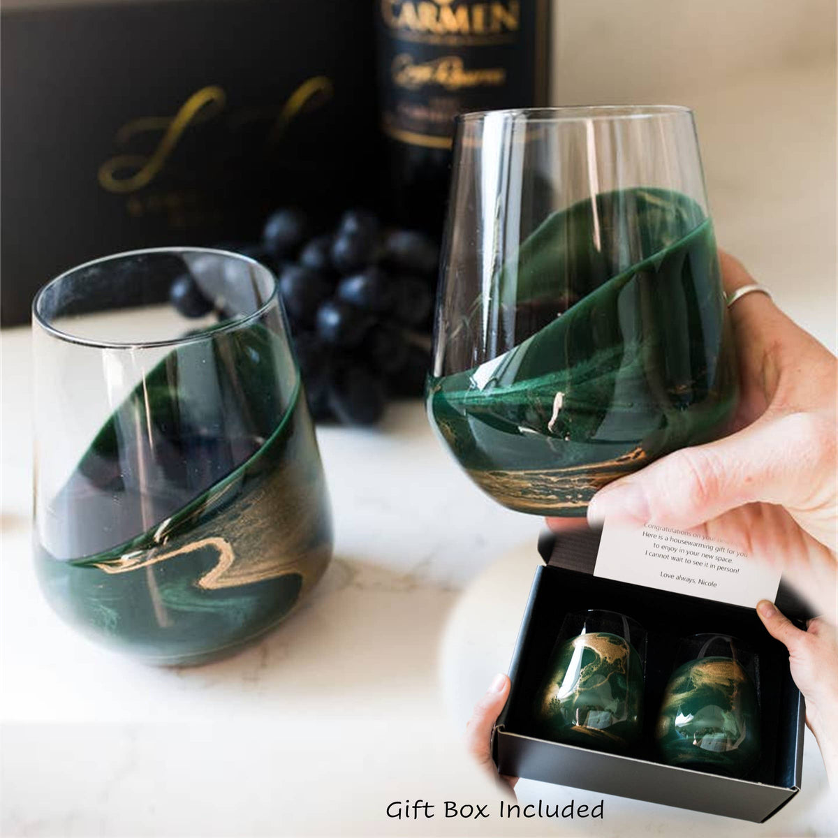 Resin Accented Wine Glasses