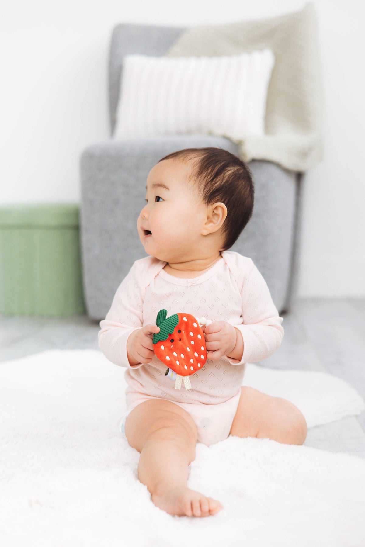 Strawberry Crinkle Baby Teether Toy