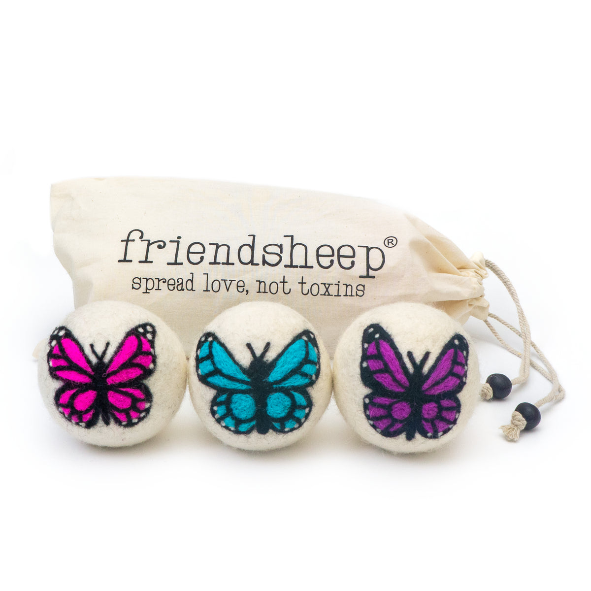 Monarch Butterfly Eco Wool Dryer Ball Set of 3 - Moon