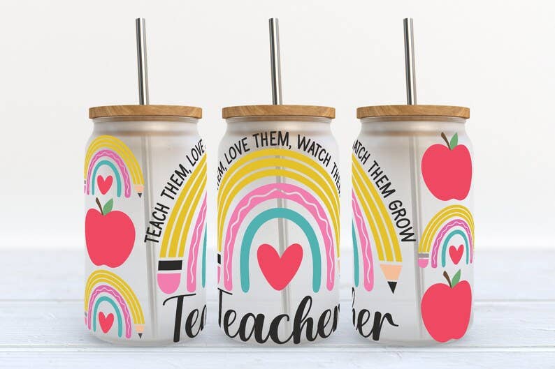 Teach Them Love Them Watch Them Grow - 16oz Frosted Glass