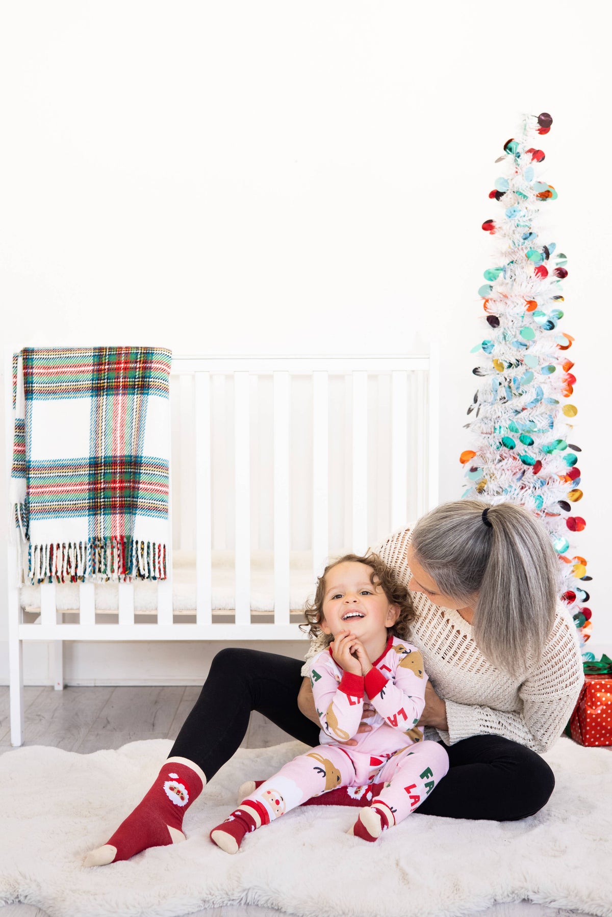 Santa Parent & Baby Christmas Matching Holiday Sock Set