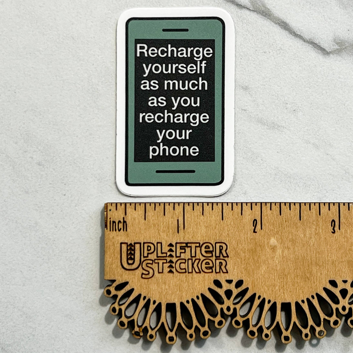 Recharge yourself as much as you charge your phone sticker