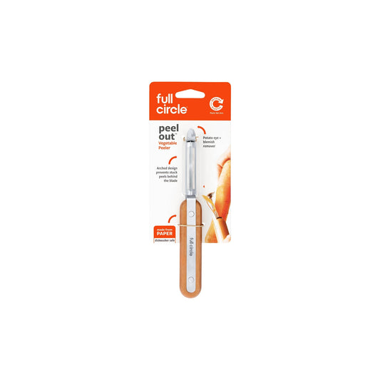 Full Circle Home Peel Out - Peeler - peeler displayed in orange retail package; stainless steel