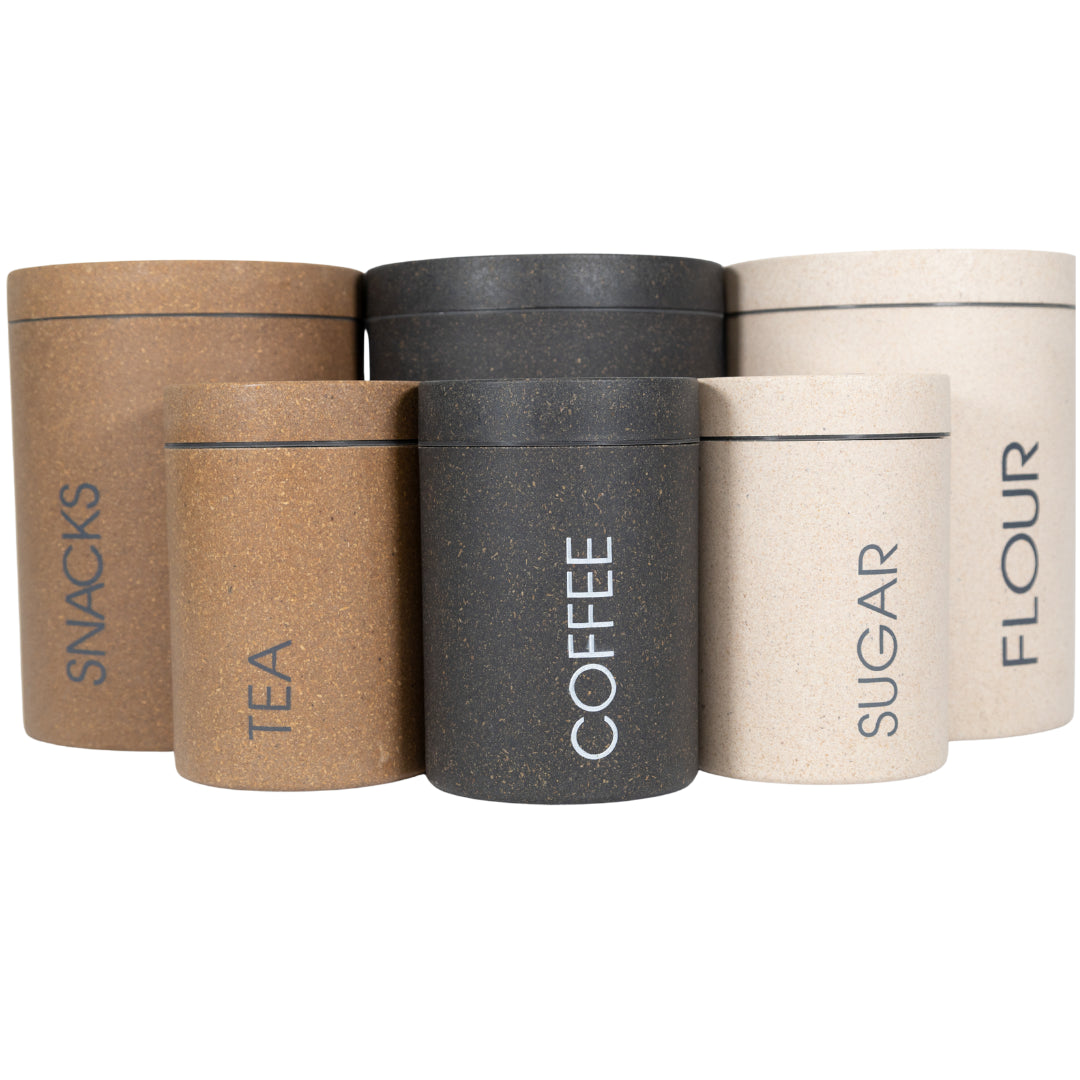 Sustainable Bamboo Small Coffee Canister Carbon Color 24 Oz