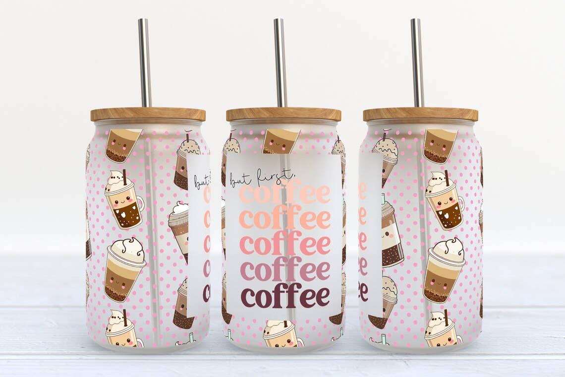 But First Coffee 16oz Frosted Libbey Glass Tumbler