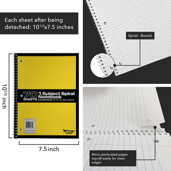 1-Subject Spiral Notebook, Wide Rule