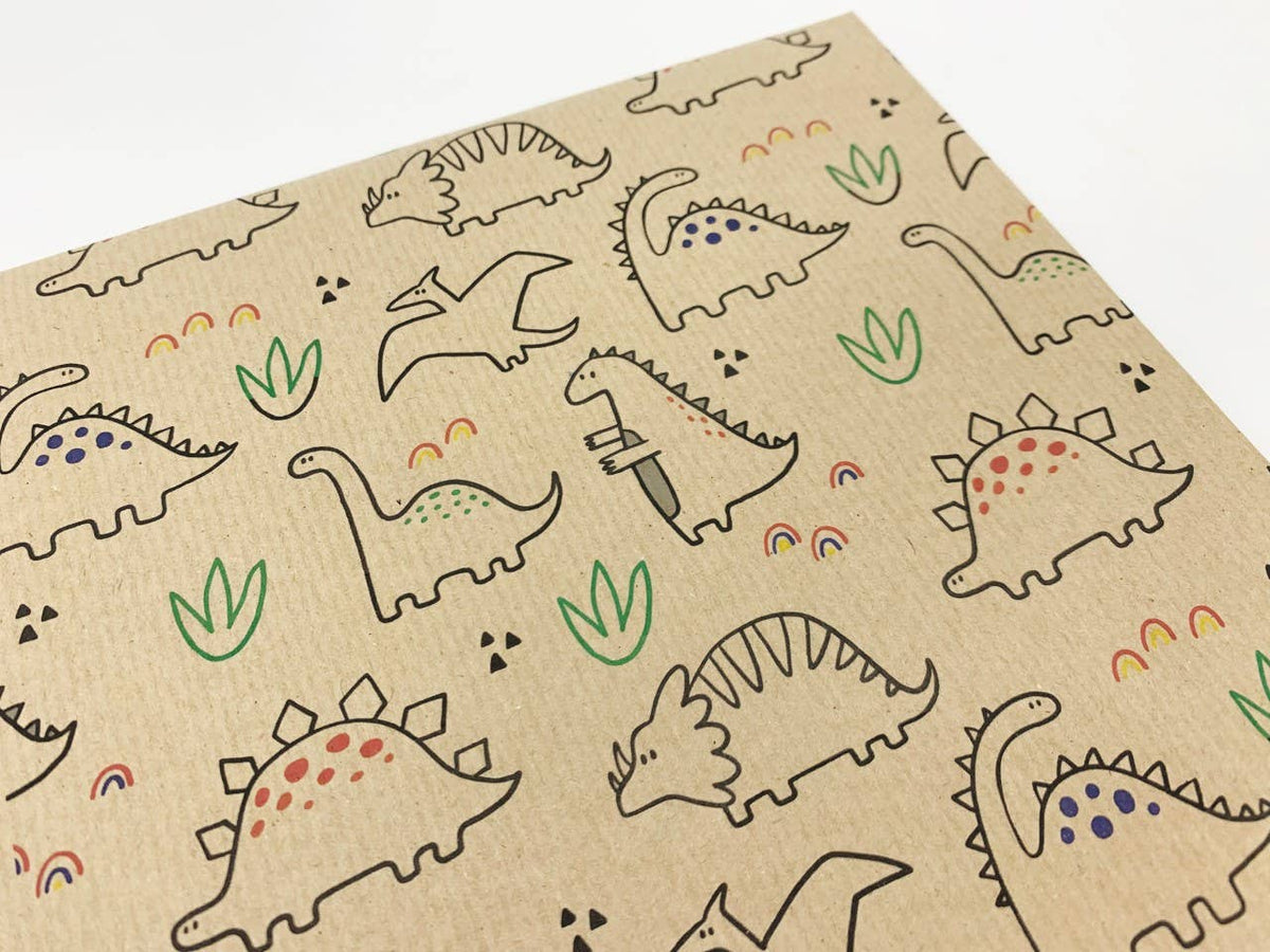 Dinosaur Recycled Craft Wrapping Paper Gift Wrap