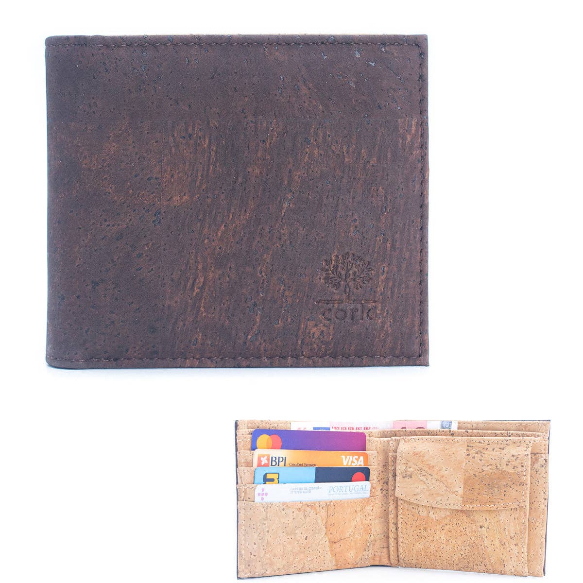 Brown Cork Men's Wallet with Box Packaging BAG-2254