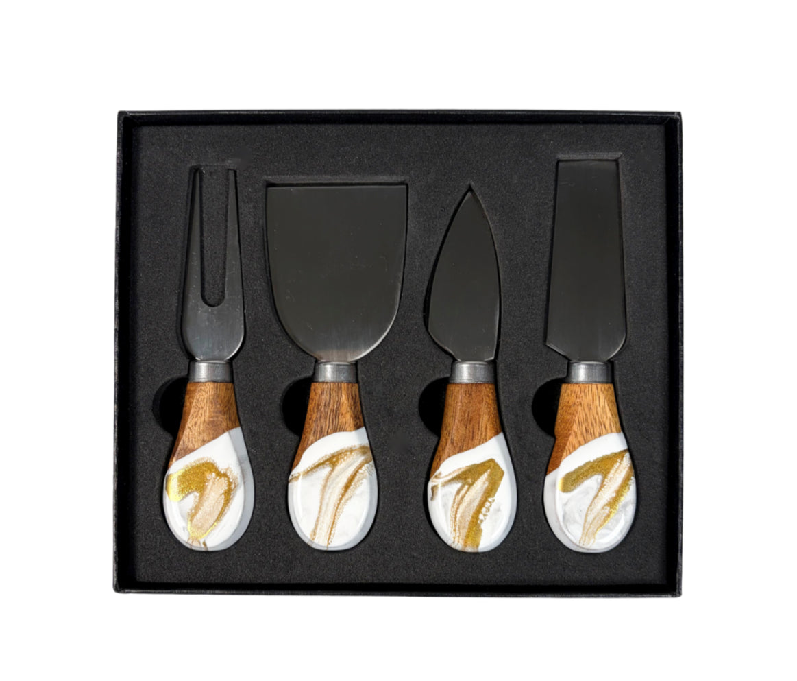 Resin Coated Cheese Knife Set - Set of 4