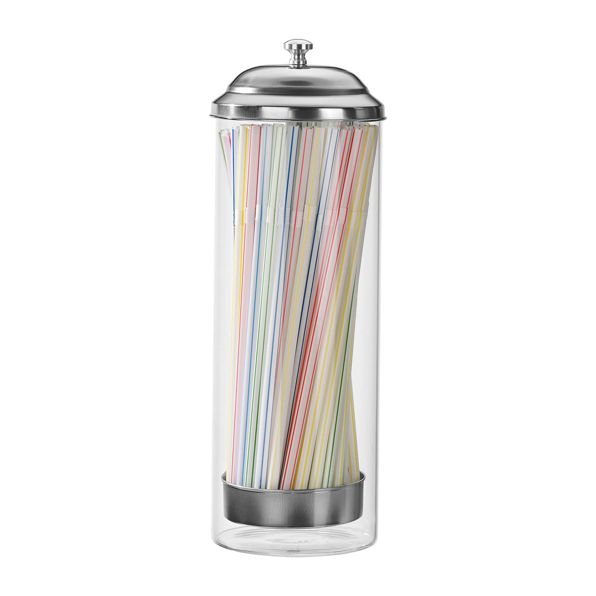 Fox Run Glass Straw Holder with Stainless Steel Lid & Lifter