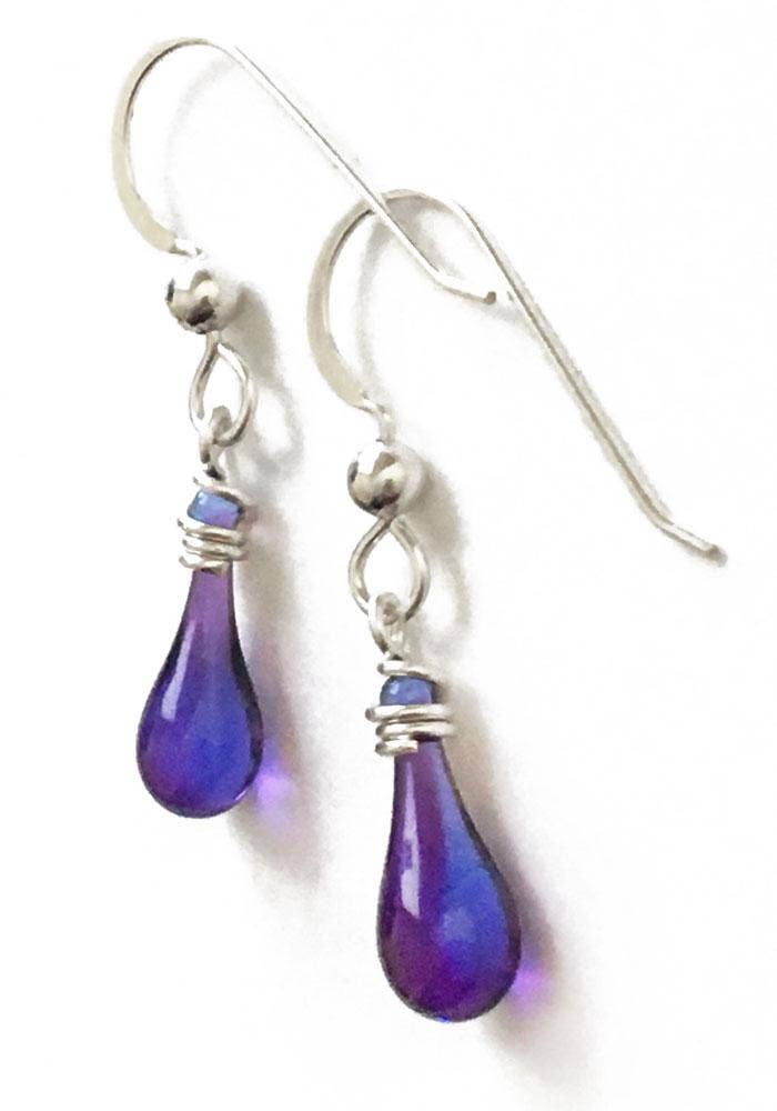 Demi Glass Teardrop Earrings, Tiny and Colorful