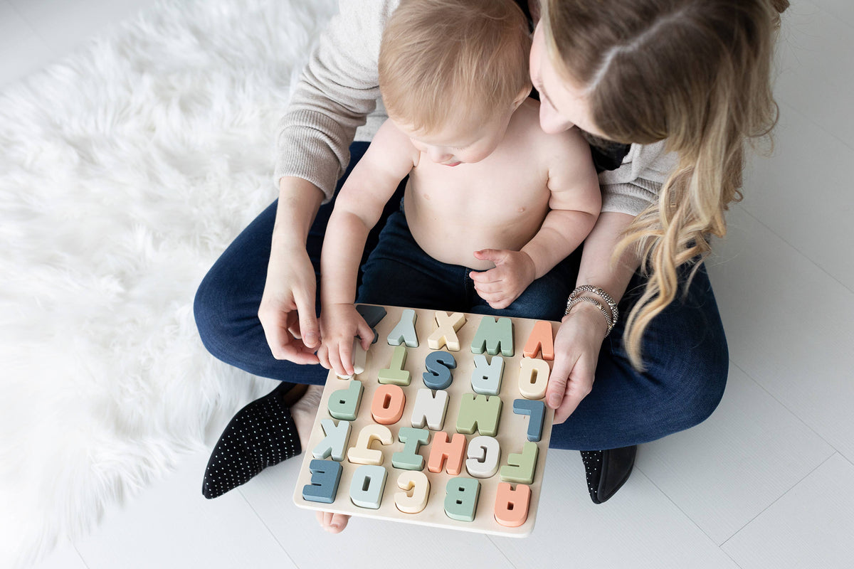 Wooden Alphabet Puzzle, Montessori Learning Toy