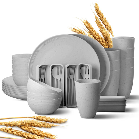 Eco-Friendly Wheat Straw Dinnerware Combo Sets Reusable Kit
