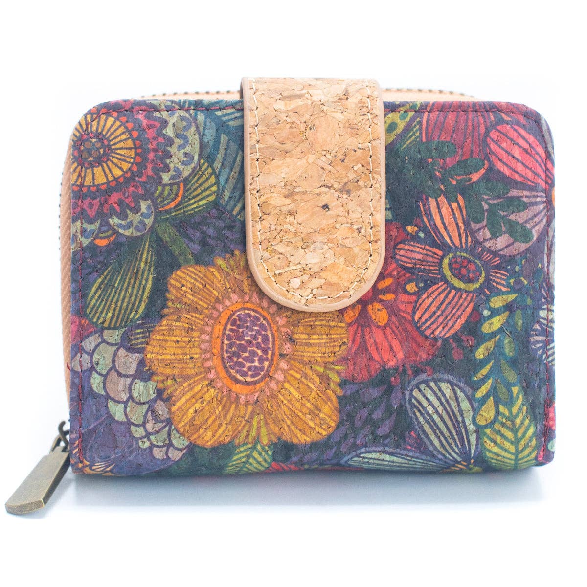 Natural Cork Printed Women's Short Card Wallet BAG-2238