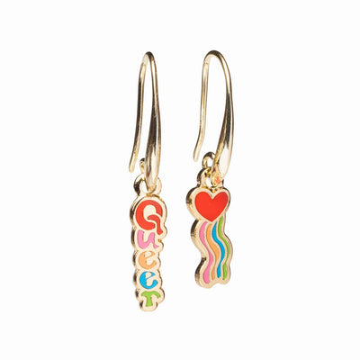 Queer Heart Earrings - Gold LGBTQ+ Pride Statement Jewelry