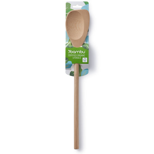 bambu® Bamboo Spoontula - bamboo spootula in kraft label; FSC-certified bamboo