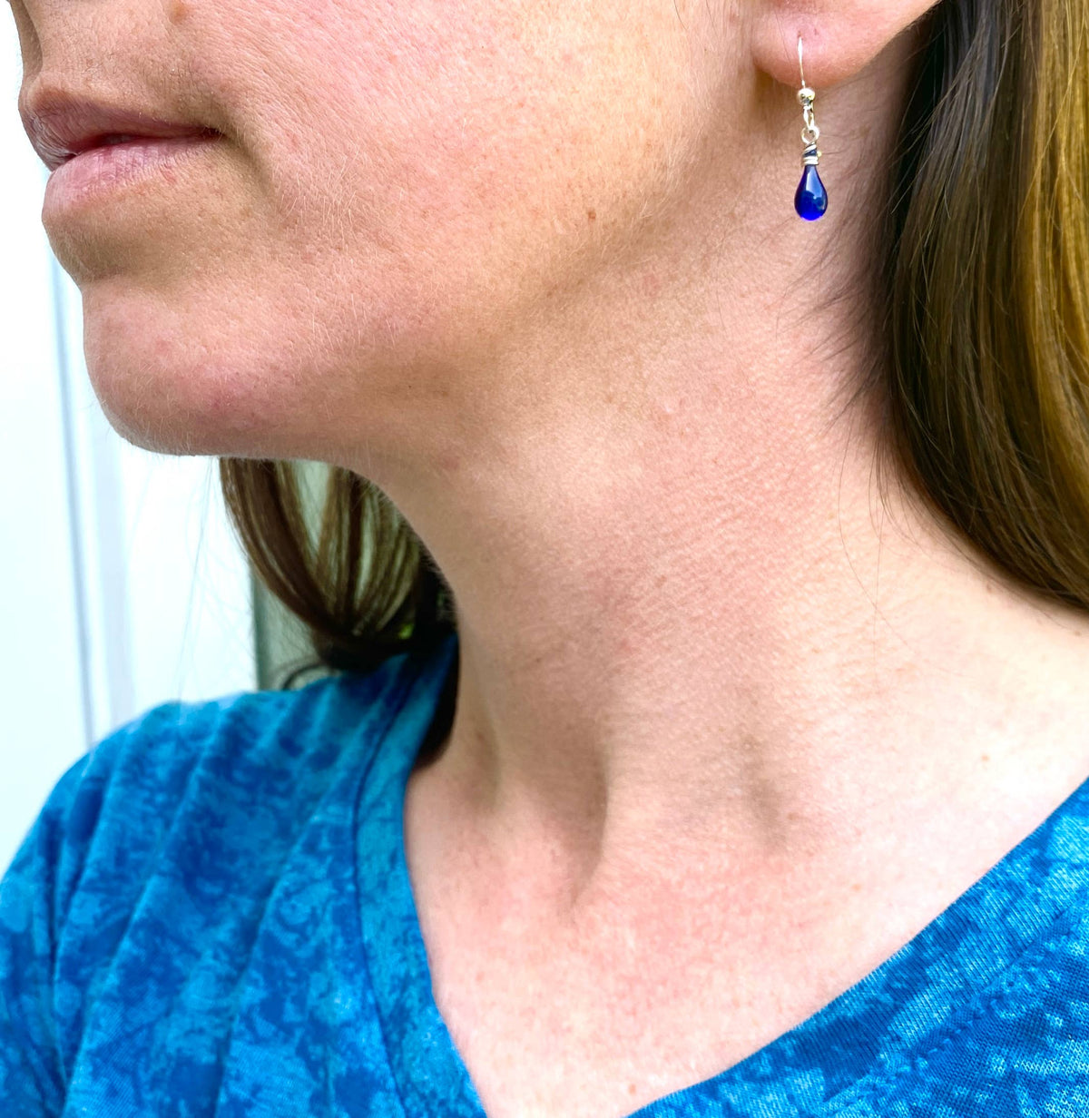 Demi Glass Teardrop Earrings, Tiny and Colorful
