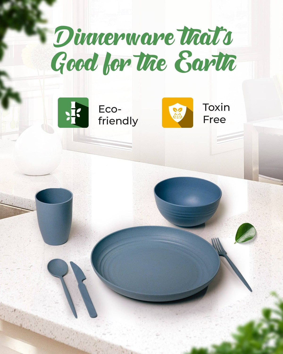 Eco-Friendly Wheat Straw Dinnerware Combo Sets Reusable Kit