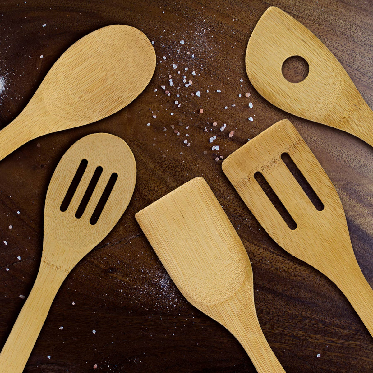 5-Piece Bamboo Cooking Utensil Set, Dishwasher Safe