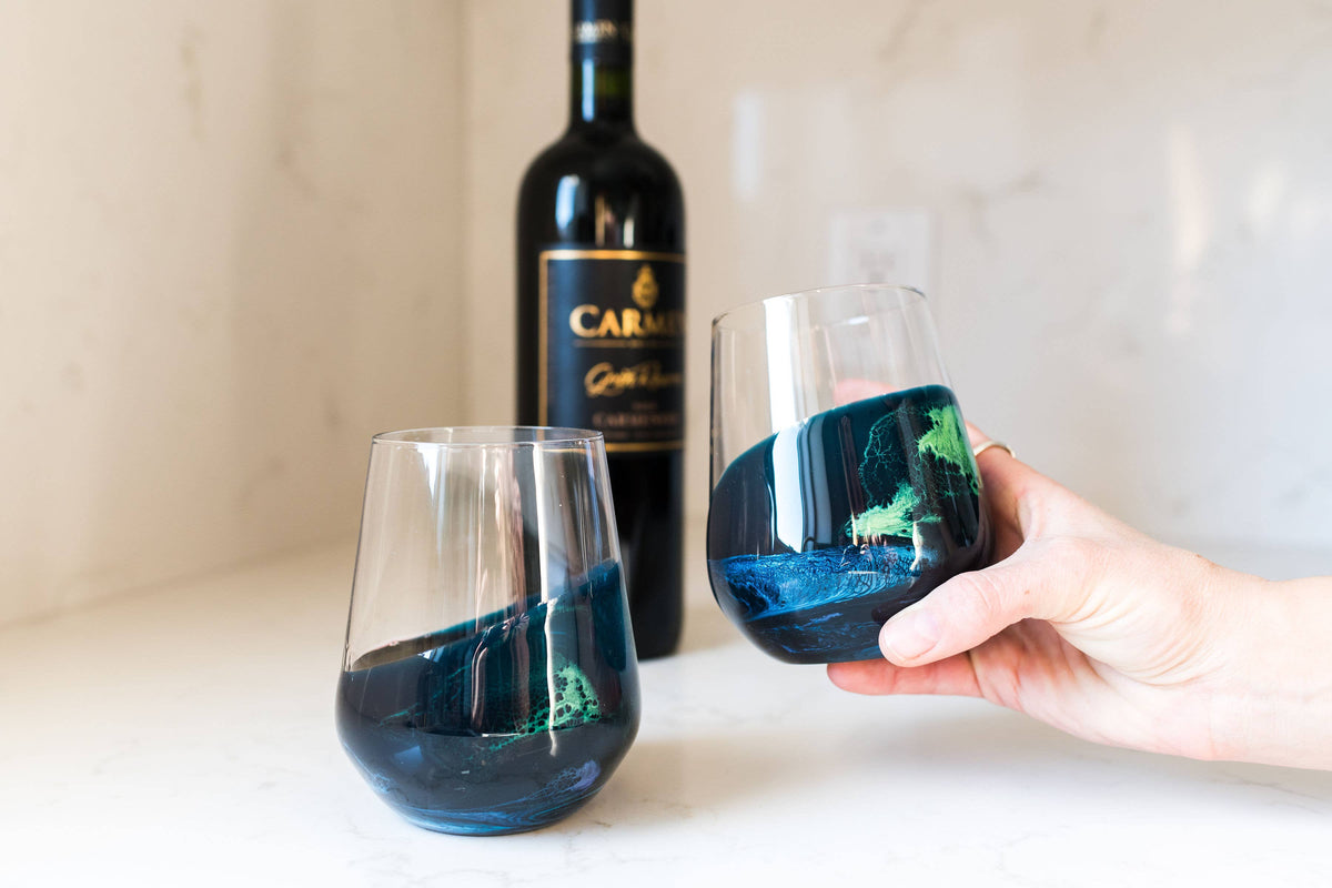 Resin Accented Wine Glasses