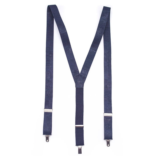 Dark Blue Adjustable cork straps men's SUSPENDER L-542-F