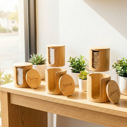 Bamboo Facial Rounds Holder
